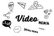 Video text amidst various icons