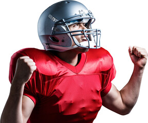 Wall Mural - American football player cheering with clenched fist