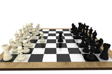 Poster - Black and white chess pieces on board