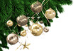 Christmas tree decorated with golden ornaments
