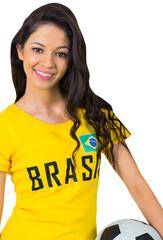 Wall Mural - Pretty football fan in brasil tshirt