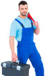 © vectorfusionart - Repairman with toolbox and monkey wrench