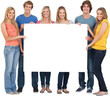 © vectorfusionart - A group of people holding blank sheet