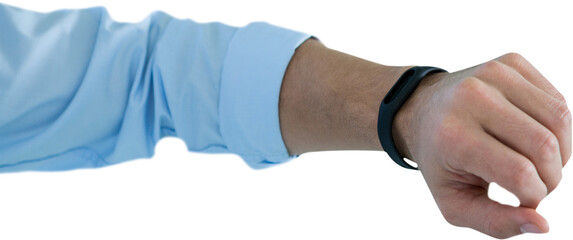 Canvas Print - Cropped hand of man wearing fitness band