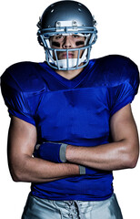 Poster - Portrait of determined American football player with arms crossed