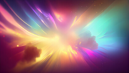 Wall Mural - Futuristic galaxy exploding in vibrant multi colored shapes generated by AI