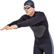 Swimmer in wetsuit while diving