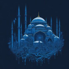 Mosque At Night Generative Ai