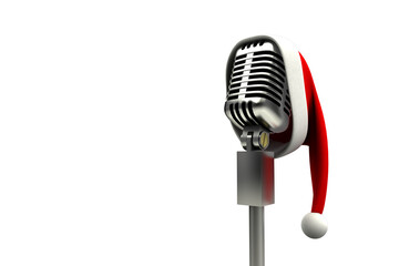 Poster - Retro microphone with santa hat