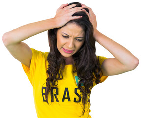 Wall Mural - Disappointed football fan in brasil tshirt