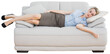 Attractive peaceful businesswoman sleeping lying on couch