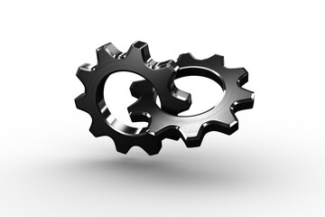 Canvas Print - Linking chrome cog and wheel