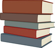Stack of five different size hardcover books