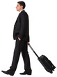 Handsome businessman pulling suitcase