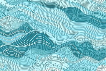 Canvas Print - blue and white abstract background with flowing waves. Generative AI