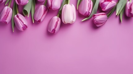 Spring tulip flowers with copy space for Mother's Day, Generative ai