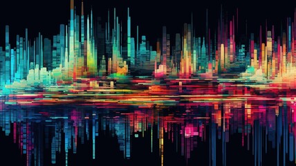 Digital glitch art background illustration with Generative AI