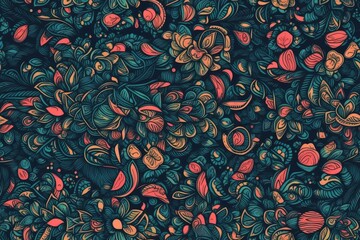 Canvas Print - colorful flowers against a black backdrop. Generative AI