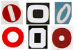 Letter font o from printout magazine cut out, collage element.