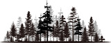 Fototapeta  - Pine tree panorama vector illustration set. Black silhouette landscape.