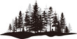 © Mimi Art Smile - Pine tree vector illustration set. Black silhouette landscape.