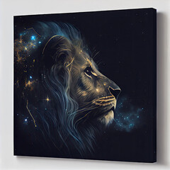 Wall Mural - Constellation lion. Generative AI.