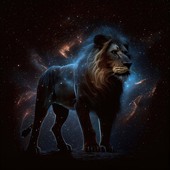 Wall Mural - Constellation lion. Generative AI.