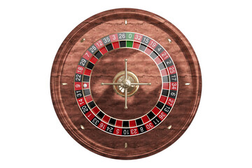 Sticker - Overhead view of 3D wooden roulette wheel