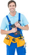 © vectorfusionart - Confident carpenter holding drill machine