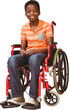 Full length portrait of happy boy on wheelchair