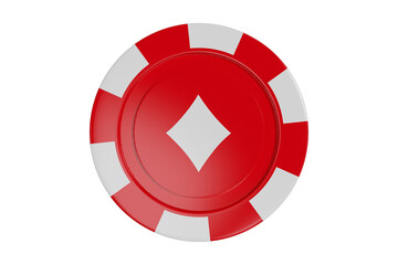 Poster - Vector 3D image of red casino token with diamonds symbol