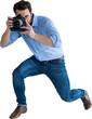 Full length of photographer photographing through digital camera
