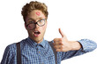Geeky hipster covered in kisses