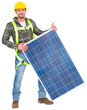 © vectorfusionart - Smiling handyman with solar panel