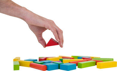 Poster - Cropped image of person arranging blocks