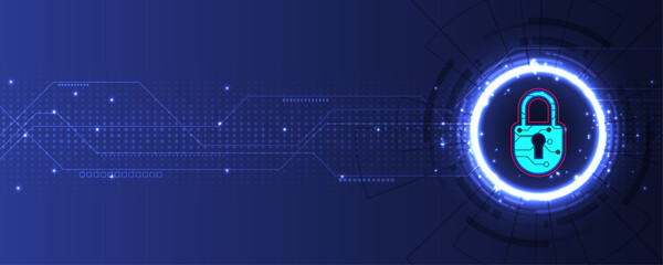 Network protection concept on abstract technology background. Protection data security concept. Cybersecurity digital Protection system innovation concept.