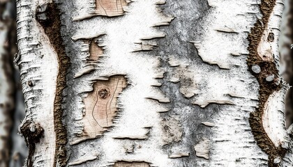 Wall Mural - Birch bark texture, wood pattern closeup view generative ai 