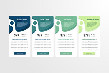 Wall Mural - four tariffs. interface for the site. ui ux vector banner for web app. pastel pricing table, banner,