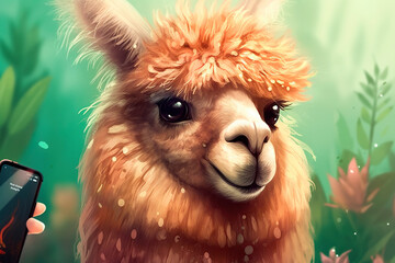 Wall Mural - close up of a llama