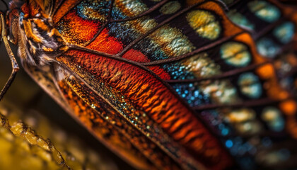 Poster - Vibrant butterfly wings showcase nature colorful beauty generated by AI