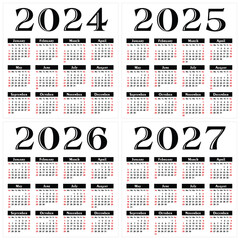 Poster - A set calendar templates for a year 2024 - 2027.
