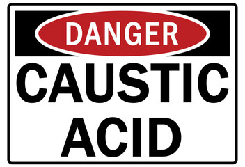 Poster - Acid chemical warning sign and labels caustic acid