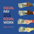 © Telkraf.id - equal pay day vector illustration. equal pay day greeting template with hand and money flat illustration. money and hand vector design.