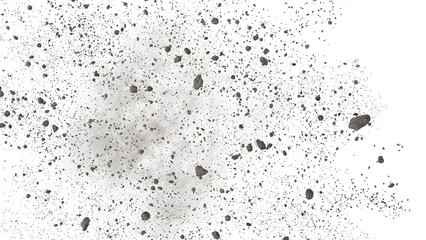 flying debris and dust, isolated on transparent background  