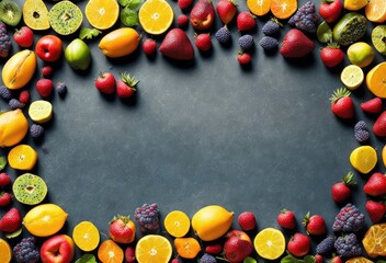 Canvas Print - frame made of colorful fruits generative Ai