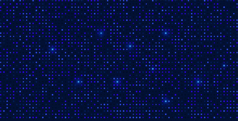 Vector illustration of a futuristic techno abstract background with blue squares, polygons, and particles. The geometric shapes and mosaic pattern for technology and science designs. Pixel mosaic