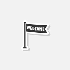 Poster - Welcome flag icon shadow isolated on white