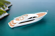 Top view luxury yacht and small motorboat in the sea