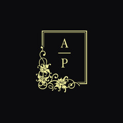 AP initials wedding monogram logo vector