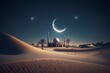 © onlyyouqj - The concept of Ramadan, a mosque that shines at night.AI technology generated image